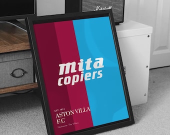 Aston Villa Retro Poster: Mita Copiers Home Kit, Villa Park Art