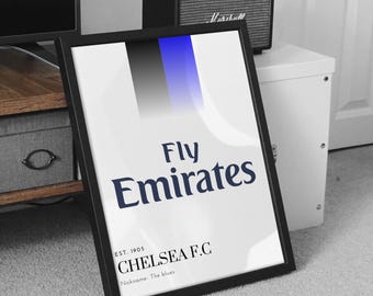 Retro Chelsea FC Poster: Fly Emirates Era Football Art