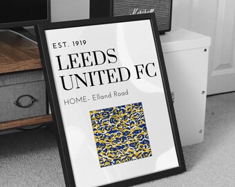 Leeds United Abstract Art Poster: Elland Road, Modern Football Print