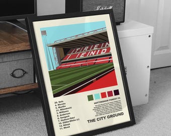 Nottingham Forest FC Poster: City Ground Album Art, Soccer Gift
