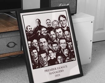 Premier League Managers 2024 Poster: Football Wall Art