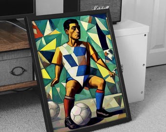 Abstract Football Art Poster: Modern Design Inspired by World Cup, Euros, Premier League & Footy - Vibrant, Contemporary Football Artwork