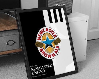 Newcastle United Retro Poster: 1990s Brown Ale Kit Tribute