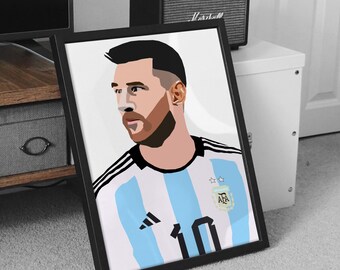 Lionel Messi Art Poster: Argentina Soccer Print, Sports Bedroom Decor