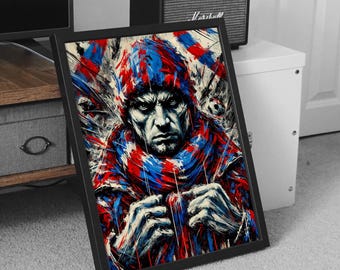 Football Hooligan Style Poster, Dripping Paint Design, football poster, hooligan wall art, football wall art, footy gift, abstract wall art