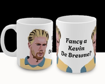 ケビン・デ・ブライネのマグカップ：マンチェスター・シティの面白いサッカーギフト