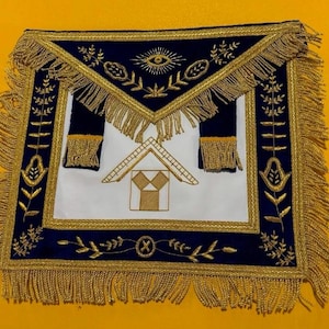 Masonic Past Master Apron - Hand Embroidered Apron - Blue Apron - Grand Lodge Apron - Freemasonry Apron - Masonic Accessories