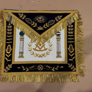 Past Master Mason Apron - Hand Embroidered Apron - Masonic Lodge Apron - Freemasonry Apron - Sheep Leather Masonic Apron - Ceremonial Apron