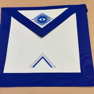 Masonic Blue Lodge Apron - Hand Embroidered Apron - Blue Apron - Grand Lodge Apron - Lodge Officer Apron - Worshipful Master Apron