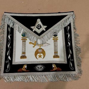 Masonic Shriner Apron - Hand Embroidered Apron - Grand Lodge Apron - Masonic Lodge Apron - Past Grand Master Apron - Luxury Masonic Regalia