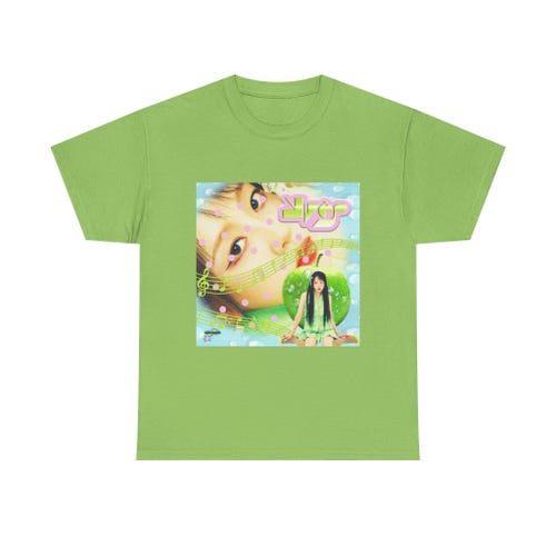 Kpop YVES Loop Album Unisex Heavy Cotton Tee, Chuu Kim Lip YYXY Lime Green Pink Palette, Y2K Inspired Logo, Merchandise, T-Shirt,