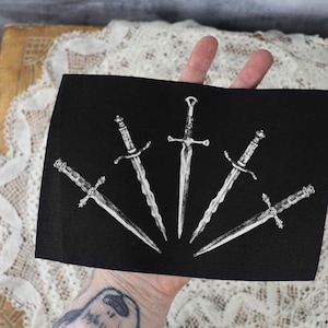multi sword weapon medieval printed canvas sew on patch