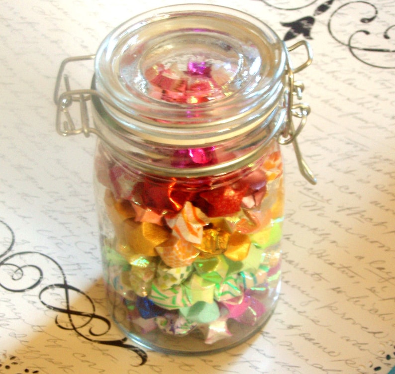 Origami Stars Jar Of Stars Small Mason Jar with Tons of Etsy