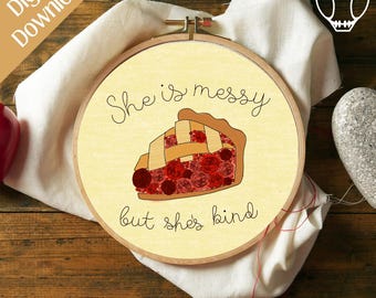 She Used to be Mine - Waitress Embroidery - Digital Download