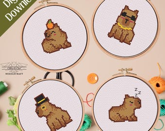 Silly-baras - Funny Capybara Cross Stitch Pattern (Digital Download)