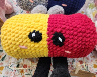 Handmade Chill Pill - Crochet stuffed pillow & Toy- Gift Ideas- Medical Humor