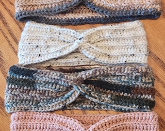 Womens Twisted Crochet Ear Warmer
