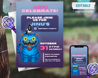 Custom Derpy K-pop Demon Hunters Birthday Invitation, Digital Editable Birthday Invite, Kids Theme Party Invitation Template, Mobile send