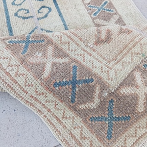2x6 Runner, Vintage, Home Decor rug, Pastel Rug,2x6 Oushak,SmallRug,Kitchen Rug, 2x5 Turkish, Faded, Woven Rug Handmade Wool Rug 1.7x6.3 ft