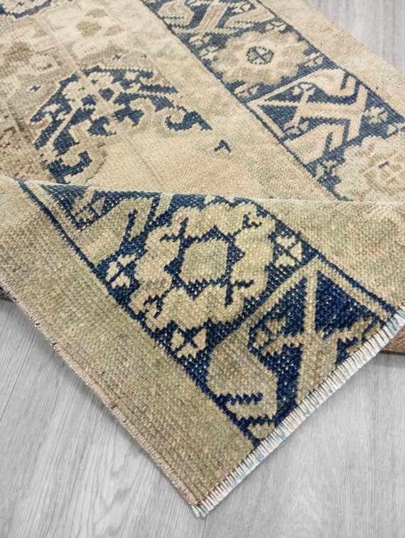 ヴィンテージトルコ製ウシャックランナーラグ：2.2x4.7フィート