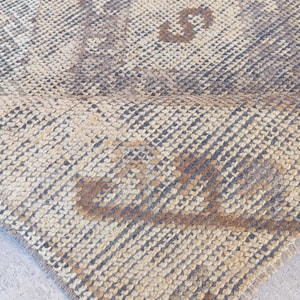 4x4 Square Rug, Neutral Oushak Rug, 3x3 Small Persian Rug, Turkish Bathroom Rug, Vintage Doormat, Welcome Mat Boho, Wool Rug, 3.5x3.8 feet
