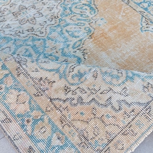 4x6 Rug Vintage Turkish Handmade Rugs 4x6 Bedroom Entryway Oushak Rug 4x6 Livingroom Wool Rug 4x6 Woven Handmade Small Soft Rugs 3.7x6.1 ft