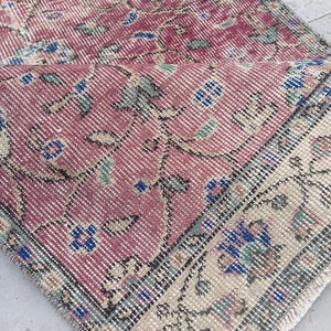 2x6 Runner, Vintage, Soft, Area, Pastel Rug, 2x6 Oushak, SmallRug, Kitchen Rug, 2x5 Turkish, Faded, Woven Rug Handmade Wool Rug 2.6x6.6 ft