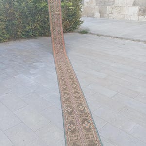 Vintage Turkish Wool Runner Rug: 1.6x20.11 ft, Corridor Entryway Rug