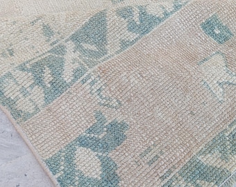 2x5 Runner, Vintage, Soft, Area, Pastel Rug, 2x6 Oushak, SmallRug, Kitchen Rug, 2x5 Turkish, Faded, Woven Rug Handmade Wool Rug 1.9x5.0 ft