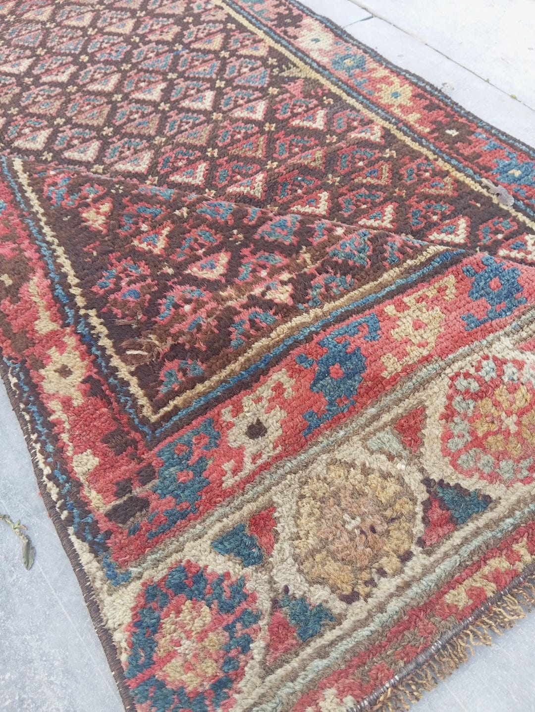 3x9 Persian Runner Rug,antique Heriz Karajah Runner Rug,wool Rug ...