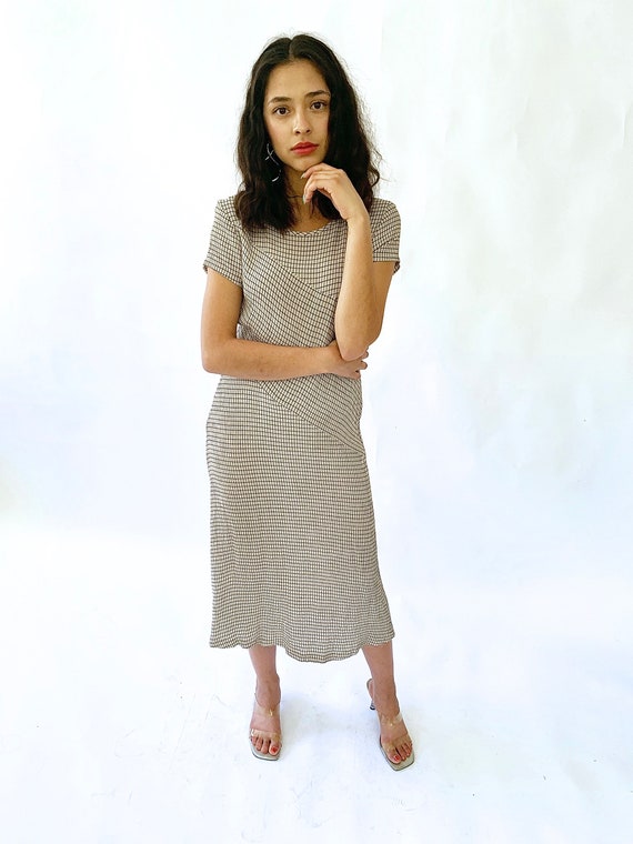 Beige and Black 90's Slip Dress