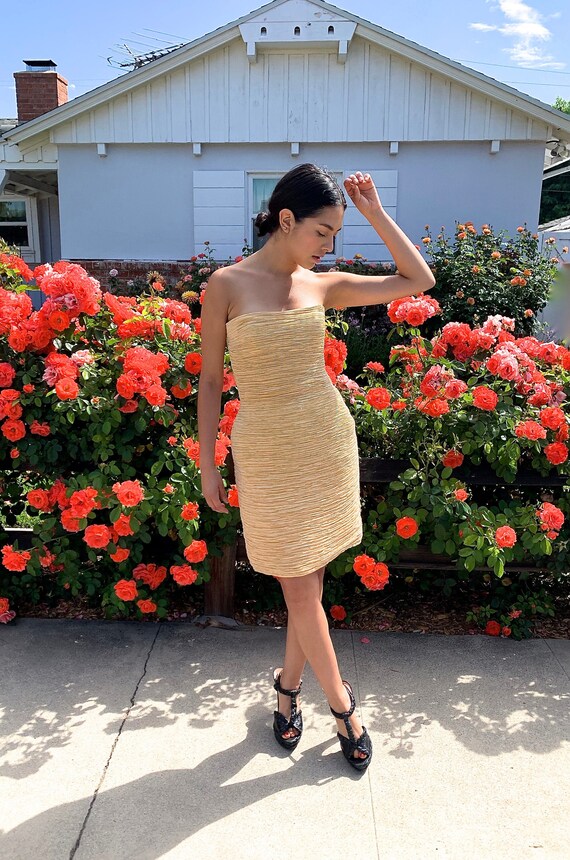 Peach Mary McFadden 80's Dress