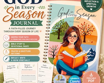 God in Every Season Journal Printable , Christian Devotional Journal , Faith-Based Planner , Bible Study Journal , Spiritual Growth Workbook