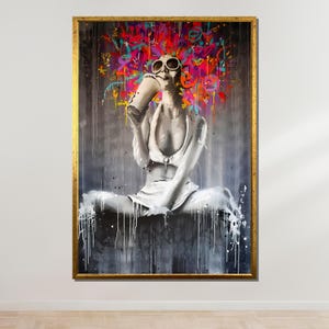 Street Art Girl in Shades, Bold Graffiti Style Canvas, Colorful Urban Wall Decor, Modern Pop Art Print, Ready to Hang