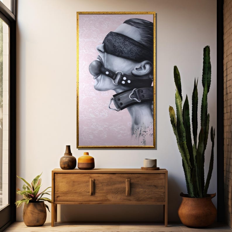 Erotic BDSM Art Canvas Sensual Bondage Wall Print Bold Fetish Decor 