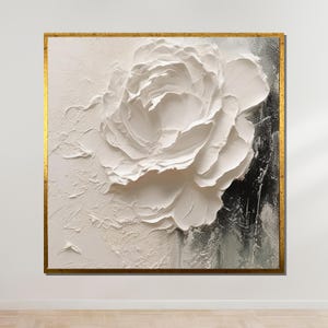 White Rose Canvas Print, Elegant Floral Wall Art, Minimalist Flower Design, Modern Wall Decor, Ready to Hang