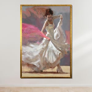 Graceful Flamenco Dancer Canvas, Elegant Flamenco Art, Spanish Dance Wall Decor, Flamenco Performance Print, Ready to Hang Wall Art