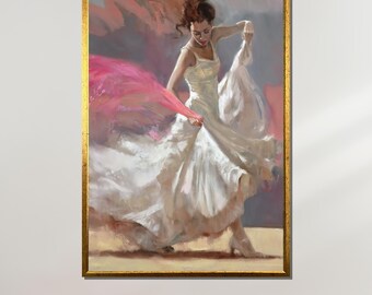 Graceful Flamenco Dancer Canvas, Elegant Flamenco Art, Spanish Dance Wall Decor, Flamenco Performance Print, Ready to Hang Wall Art