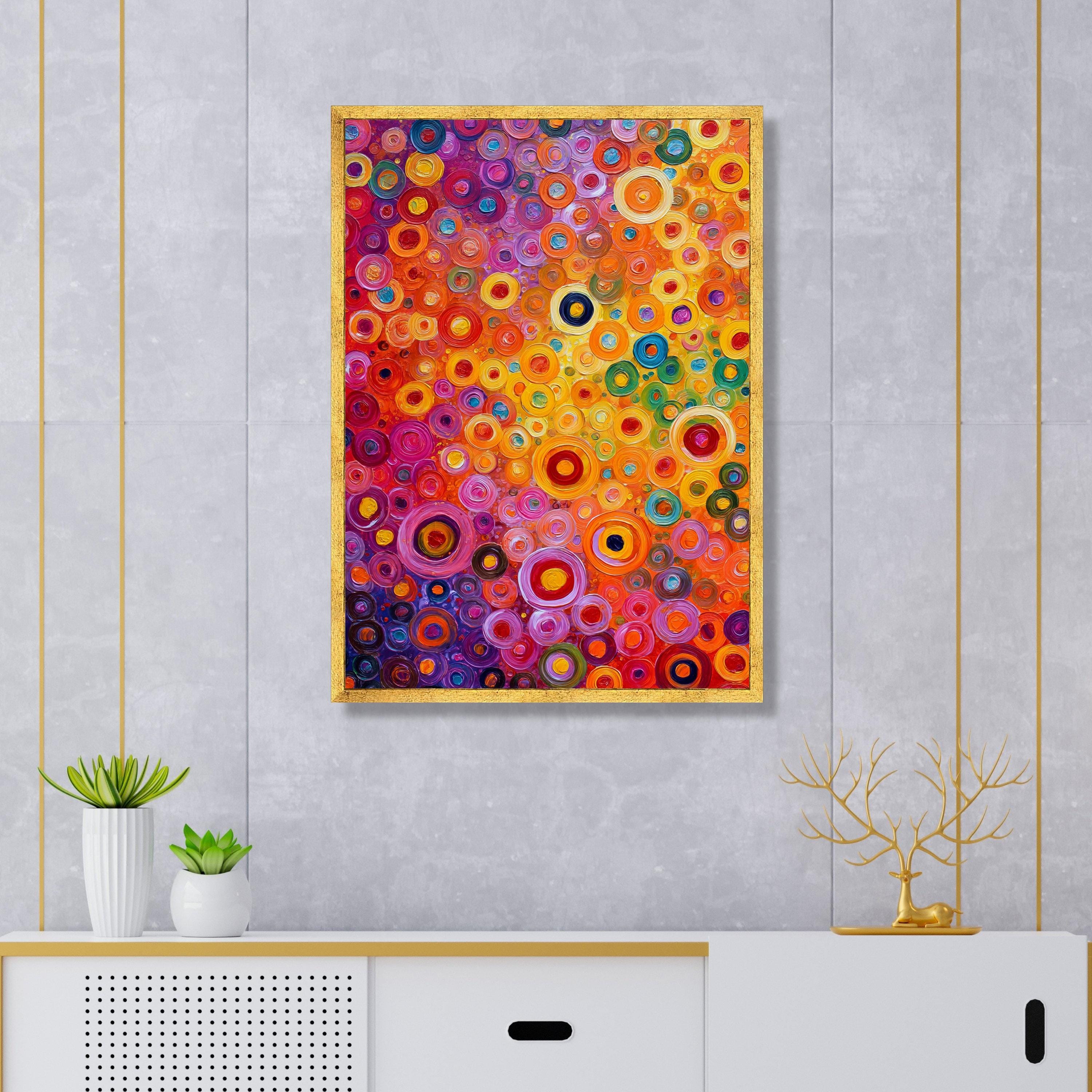 Vibrant Colorful Circles Abstract Canvas, Modern Geometric Wall Art ...