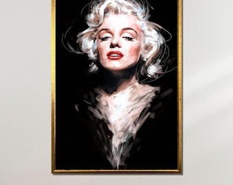 表現力豊かなマリリン モンローのキャンバス アート - モダンな筆遣い