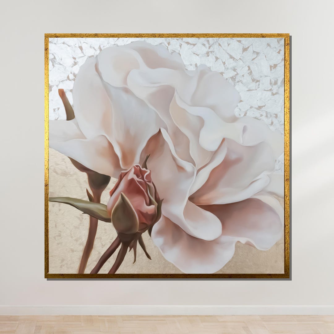 Elegant Rose Blossom Canvas, Floral Wall Art, Soft Pink Flower Print ...