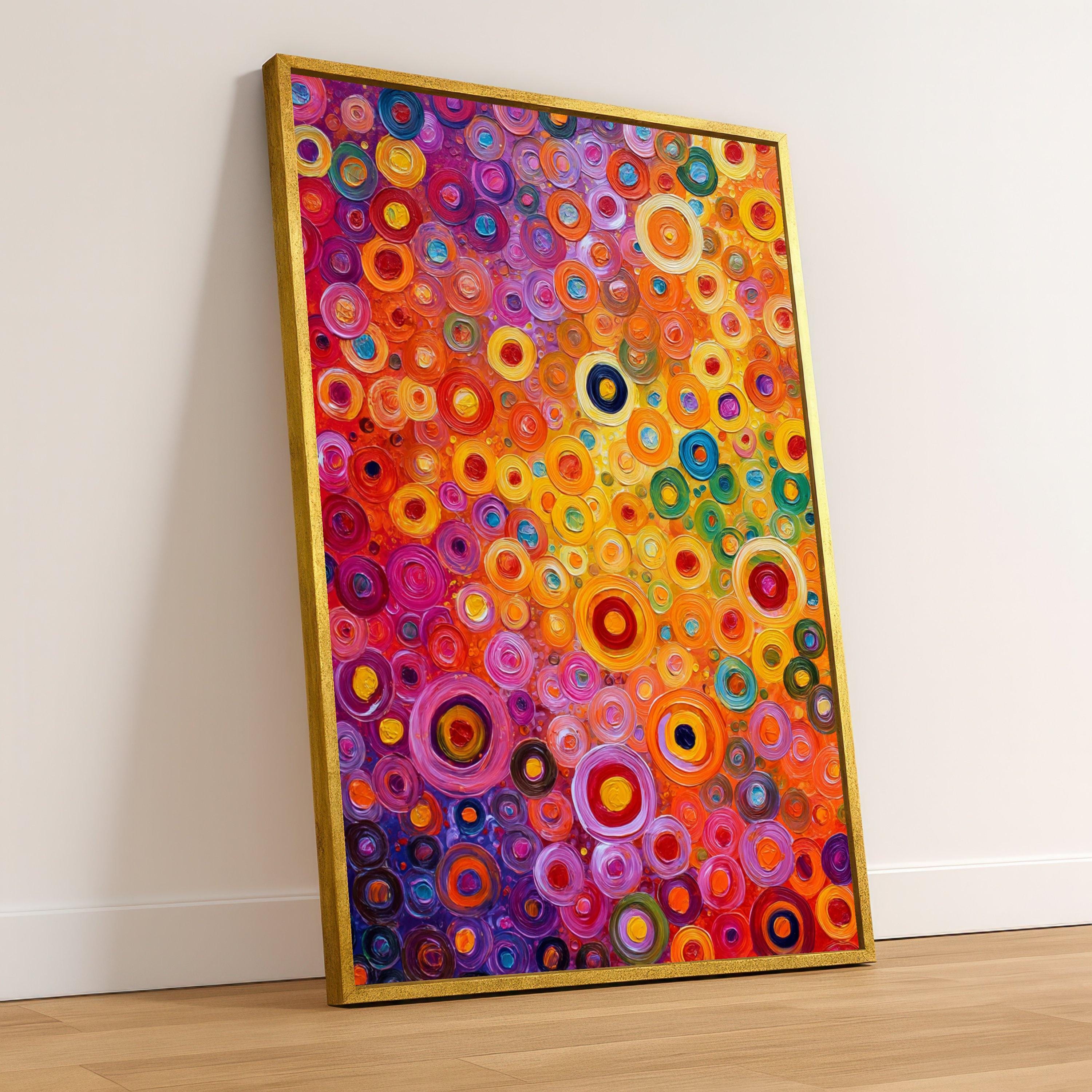 Vibrant Colorful Circles Abstract Canvas, Modern Geometric Wall Art ...