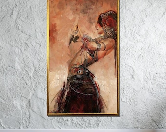 Exotic Belly Dancer Art, Sensual Dance Canvas, Oriental Dance Wall Art, Ready to Hang