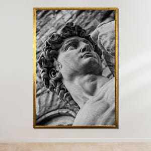 Michelangelo's David Canvas, Black and White Statue Art, Renaissance Sculpture Print, Classical Art Photography, Elegant Wall Decor