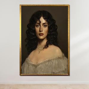 Timeless Victorian Portrait Art, Elegant Woman Wall Print, Classical Oil Painting Style Canvas, Romantic Vintage Aesthetic Decor