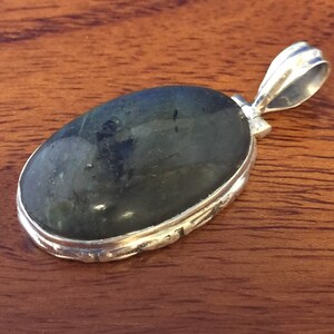 Moss Agate Cabochon Gemstone Pendant Sterling Silver (.925) 10 Grams With Stone Gifts for Women Boho Hippie Jewelry Sale Quick Shipping