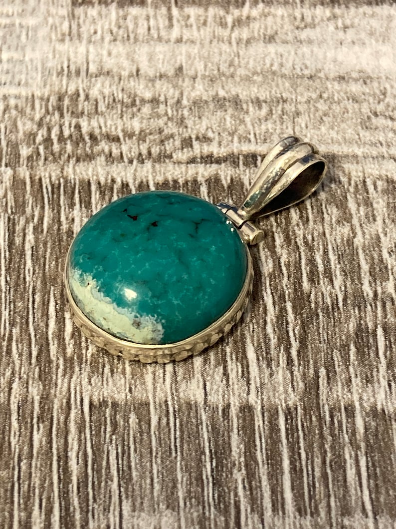 Pendants With Stone Gifts for Women Boho Hippie Turquoise Cabochon Oval 6 Grams Gemstone Pendant Necklace Sterling Silver Pendant .925