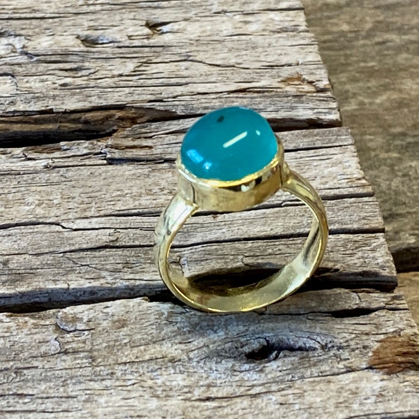 Gold Rings, Green Onyx Gemstone Ring Size 6, 18K Gold-Plated 4 Grams, Dainty Rings, Artisan Jewelry Rings, Rings for Women, Bridesmaid Ring