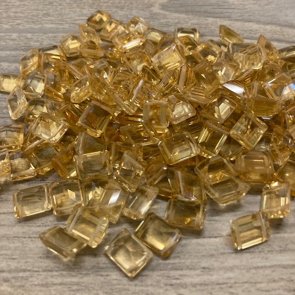 Citrine Gemstone Beads Natural, Octagon Shaped, 2.3 Carats Each, Double Dual Holes, 9x7mm, Package of 10, Gemstone Beads Wholesale Sale