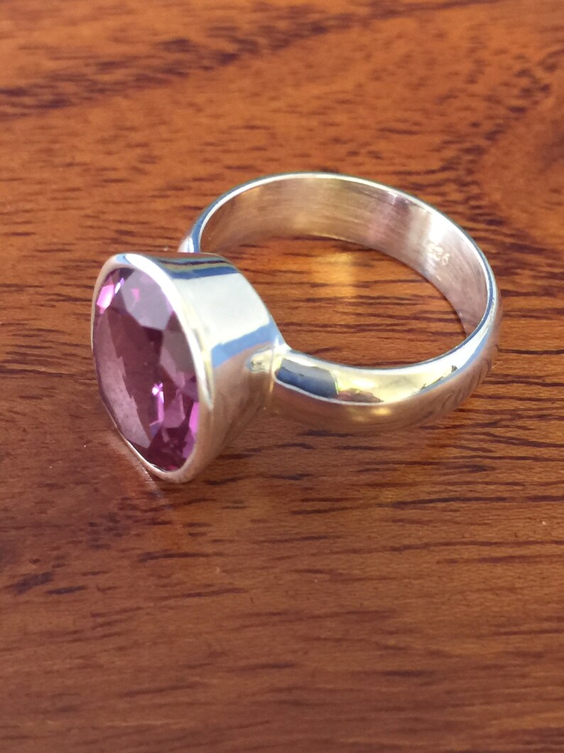 .925 Alexadrite Quartz Faceted Gemstone Ring Size 6 Sterling Silver 6 Grams Rings Band With Stone Gifts for Women Boho Hippie Jewelry Sale